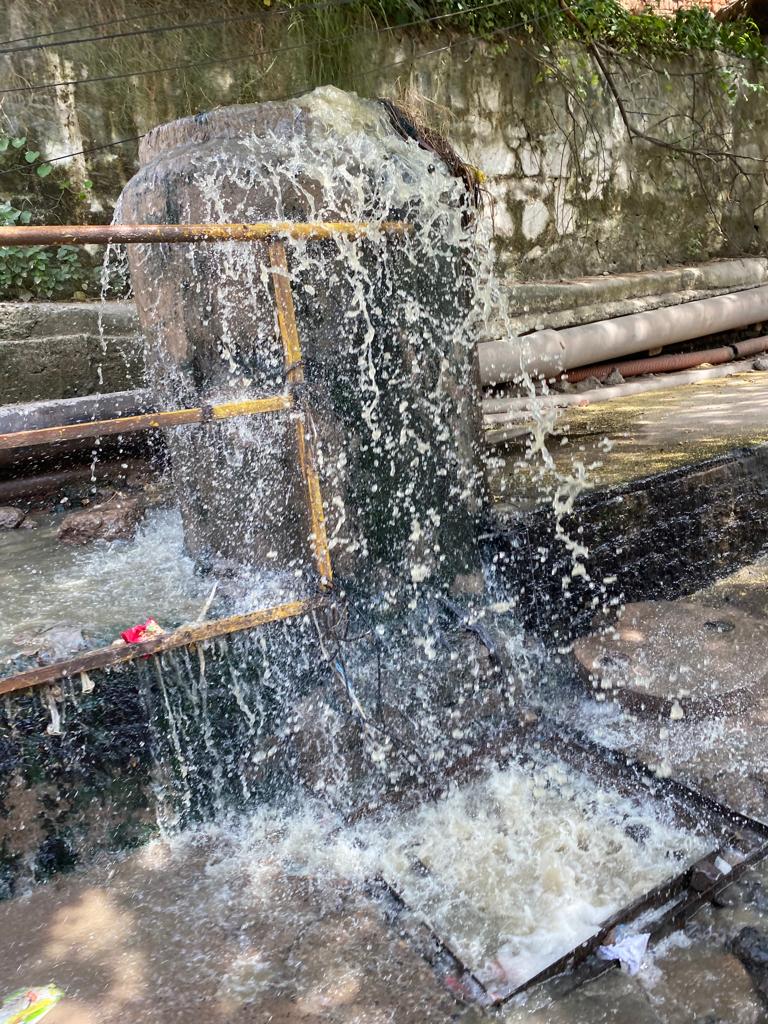 TulsianPawan's tweet photo. Today’s view of "mushroom flora fountain" overflowing siver at NHPC Greenfield rail underpass &amp; this is daily routine. Nobody is bothered to get this serious issue solved even after hundreds of complains. @cmohry @mlkhattar @Dchautala @anilvijminister @KPGBJP @SeemaTrikha_BJP https://t.co/LMW0B69KBW