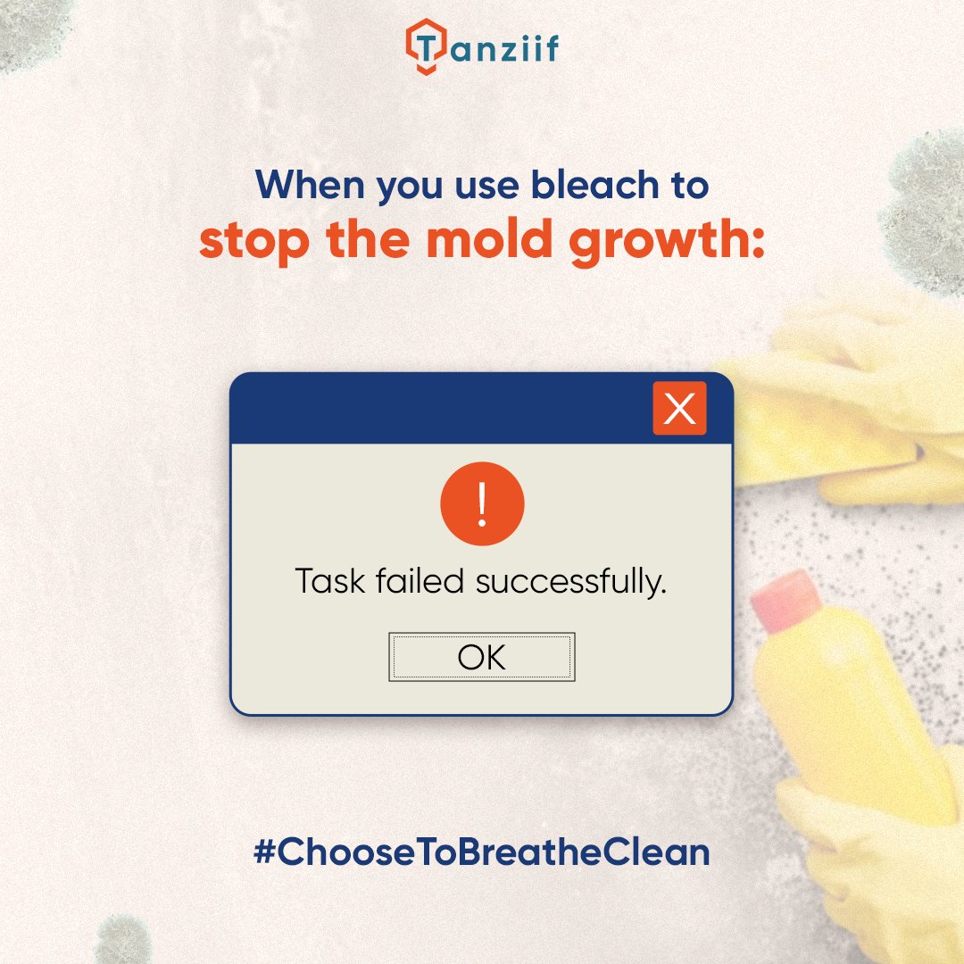 TanziifAE's tweet photo. Be honest. What is the first chemical that comes to mind when you think of cleaning up a mold problem? Is it bleach? Well, bleach is often regarded as the answer for removing and halting mold growth. (1/3) https://t.co/zRsuMAmjWh