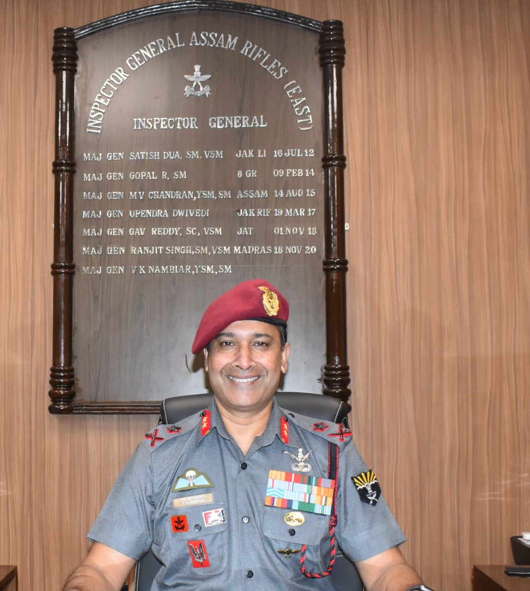 official_dgar's tweet photo. MAJOR GENERAL VINOD KUMAR NAMBIAR, YSM, SM TAKES OVER AS INSPECTOR GENERAL ASSAM RIFLES (EAST) IN ASSAM
Major General Vinod Kumar Nambiar, YSM, SM, took over the reins of Inspector General Assam Rifles (East) on 27 Aug 2022 at Srikona, Silchar. (1/2)
@HMOIndia @PIBHomeAffairs https://t.co/7jaDXc1jIB