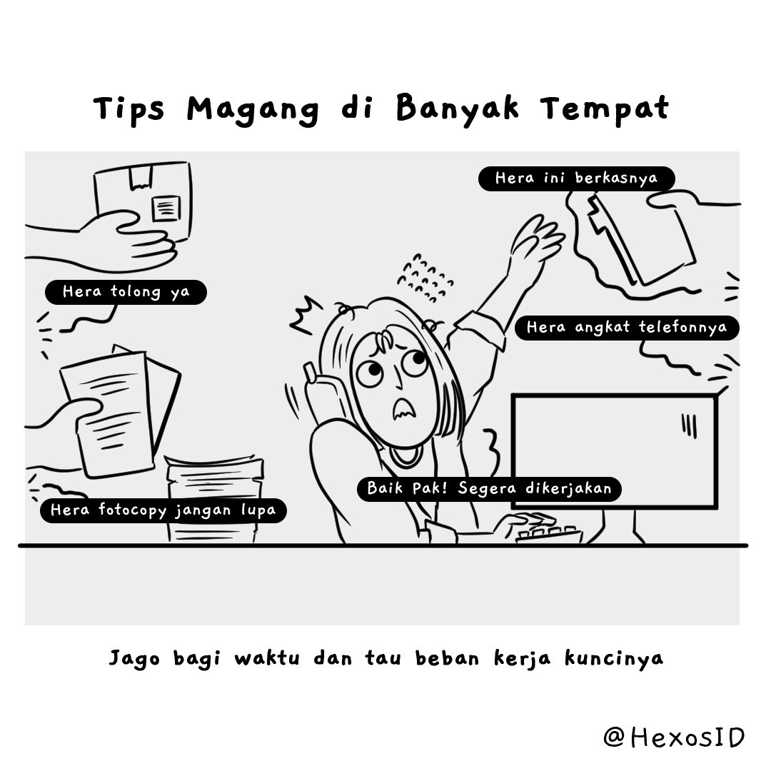 HexosID's tweet photo. Magang tuh seru banget, cuma kadang capek doang bagi waktunya sampe monangis😭
#tipsmagang https://t.co/bamiEfCEpm