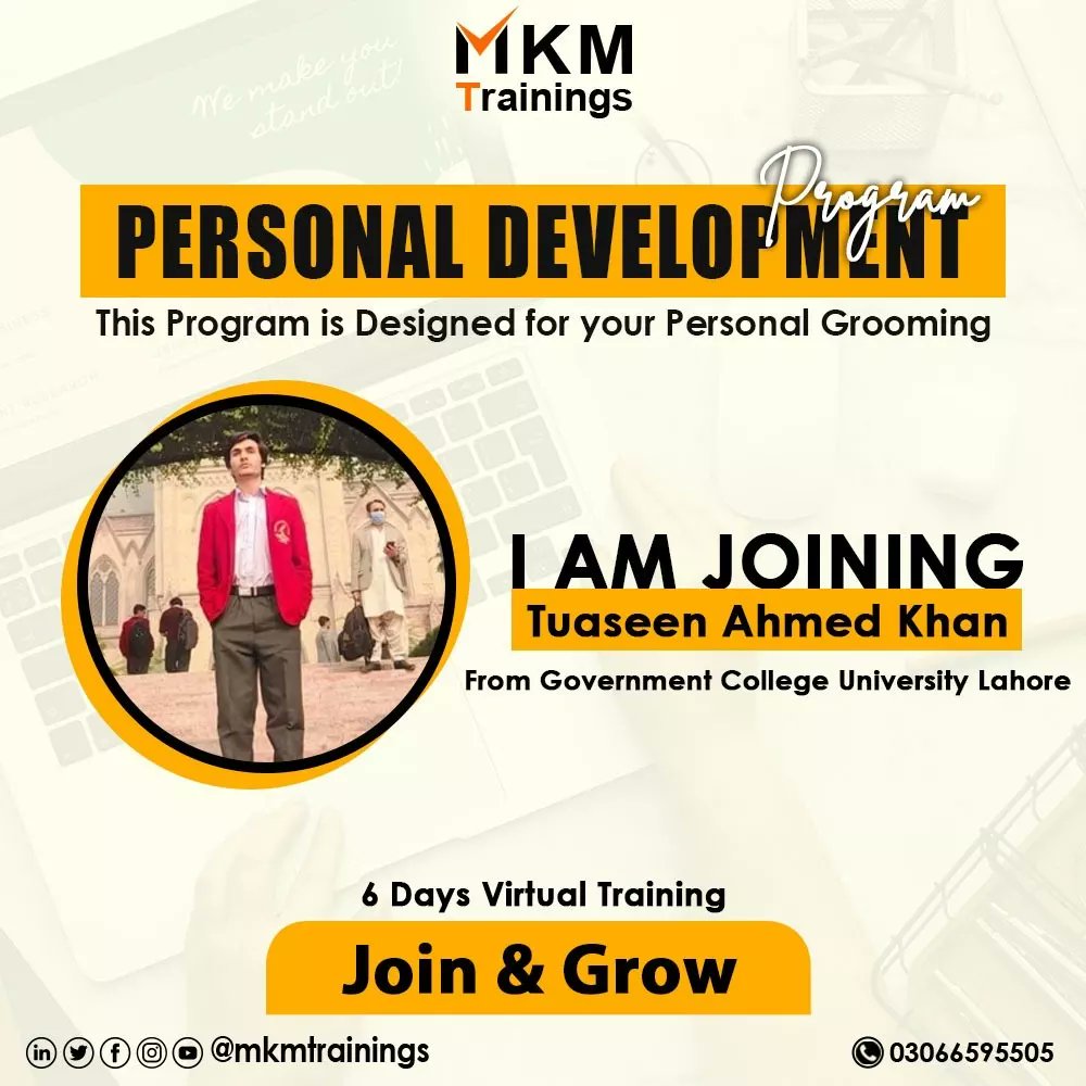 mkmtrainings's tweet photo. Selected Champions for Personal Development Program
PDP is a Session for Dedicated youngsters who want to groom in their life
From 50+ participants only 12 dedicated people got selected for this training.
For guidance 03066595505
#personalgrooming #personalgroomingtips #joinmkm https://t.co/M3BiYjPnRG