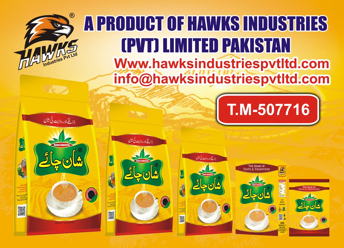 Shan Tea 🍵 Ziqa Our Rewayat Ki Shan A Product Of Hawks Industries Private Limited #Shantea #ShanChai #Hawks #Shan #Tea #Zaiqaourrawayatkishan #QualityBrand #Bestteast #BestBrand #BestQuality #pakistanibrands