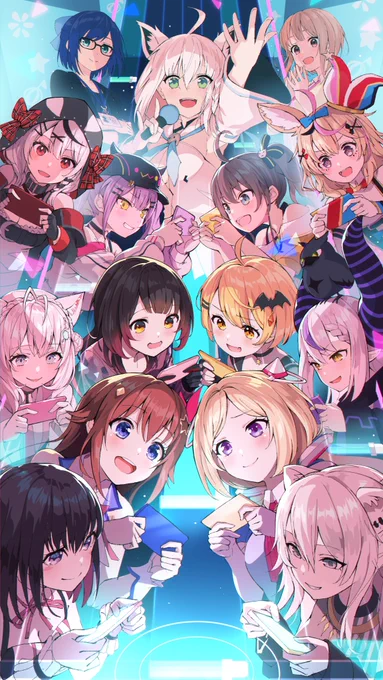 #ガルパホロライブサマーいよいよ本日18時からですね!ご療養中の方も一緒に、皆さん描かせて頂きました。応援よろしくお願いします! 