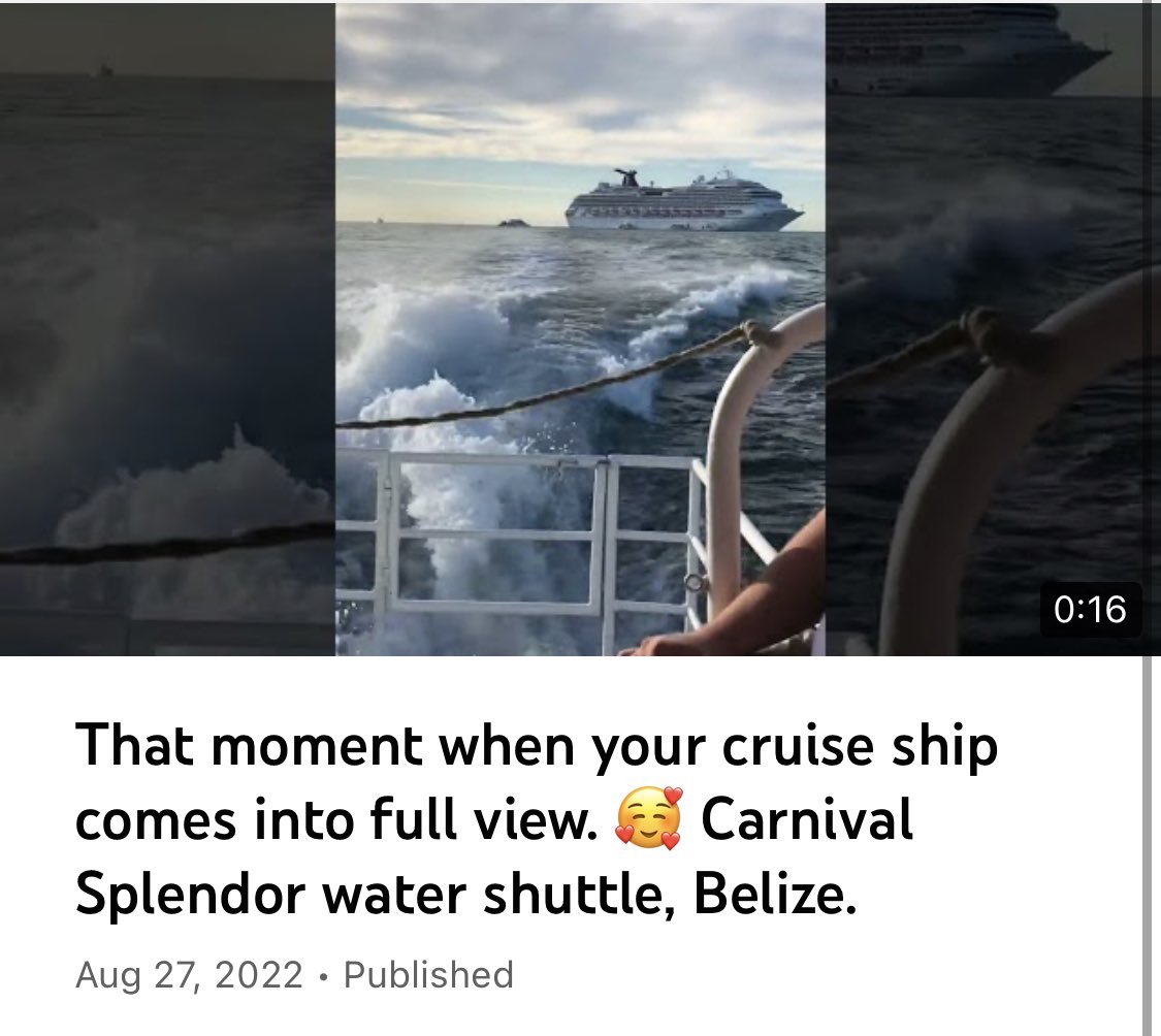 thiscruiselife's tweet photo. Sometimes it’s the simple pleasures that make me smile. Does anyone else get excited when they see a cruise ship come into full view? 🙋‍♂️

#CarnivalSplendor #WaterShuttle 

https://t.co/EmX7dnFxhN https://t.co/Yd2nHVj2so