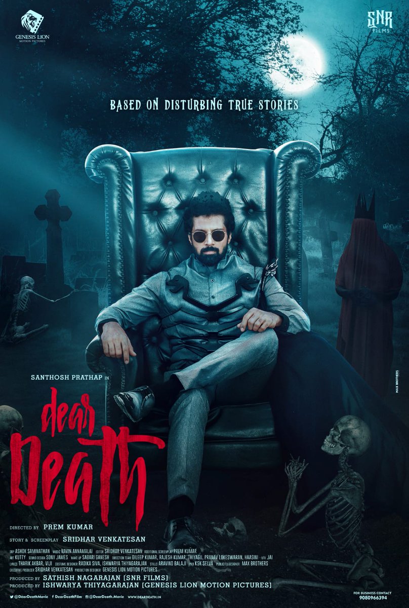 moviewingz's tweet photo. Fantastic First look of @SNRFilms2022 &amp; @GenesisLionMP #ProductionNo1 starring @ActorSanthosh titled “Dear Death ☠️”. 

Based on Disturbing True Stories 
மரணம்.. மாஸ்... மரணம் 
Directed by: @prey_hm4me 
Written by: @sridhar_dir 
@sathishn @KskSelvaPRO 
@DearDeathMovie https://t.co/A7pyTv5O1j