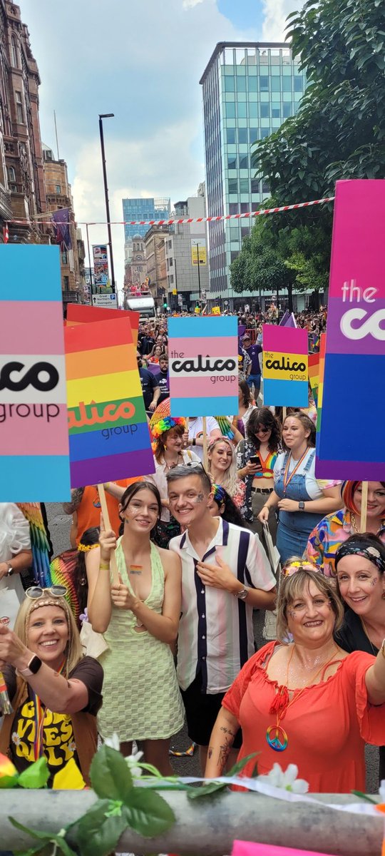 Calico_Group's tweet photo. Colleagues from across the group, with friends and family were #proud to walk in @ManchesterPride, celebrating and championing our #LGBTQ colleagues, customers, friends and families #Pride2022 #peace #onecalico https://t.co/J0FdINmXfm