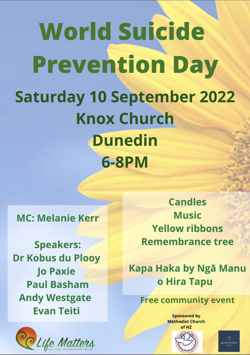 LifeMattersNZ's tweet photo. Our 9th annual World Suicide Prevention Day event in Knox Church, Dunedin. Thanks to Methodist Church of NZ for their kind sponsorship. https://t.co/OLULNnHZgU
