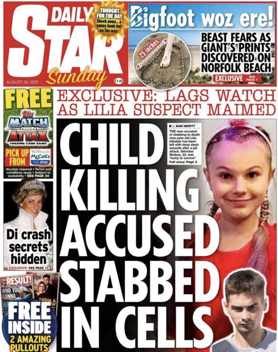 Sian_Hewitt89's tweet photo. My exclusive in the @DailyStarSunday - man accused of knifing 9-year-old to death is brutally attacked behind bars as cheering lags watch on. 
Deividas Skebas was attacked by another inmate and slashed with a homemade weapon at HMP Wakefield. 

https://t.co/NIZI1sbBWL https://t.co/h3a6FeCX5J