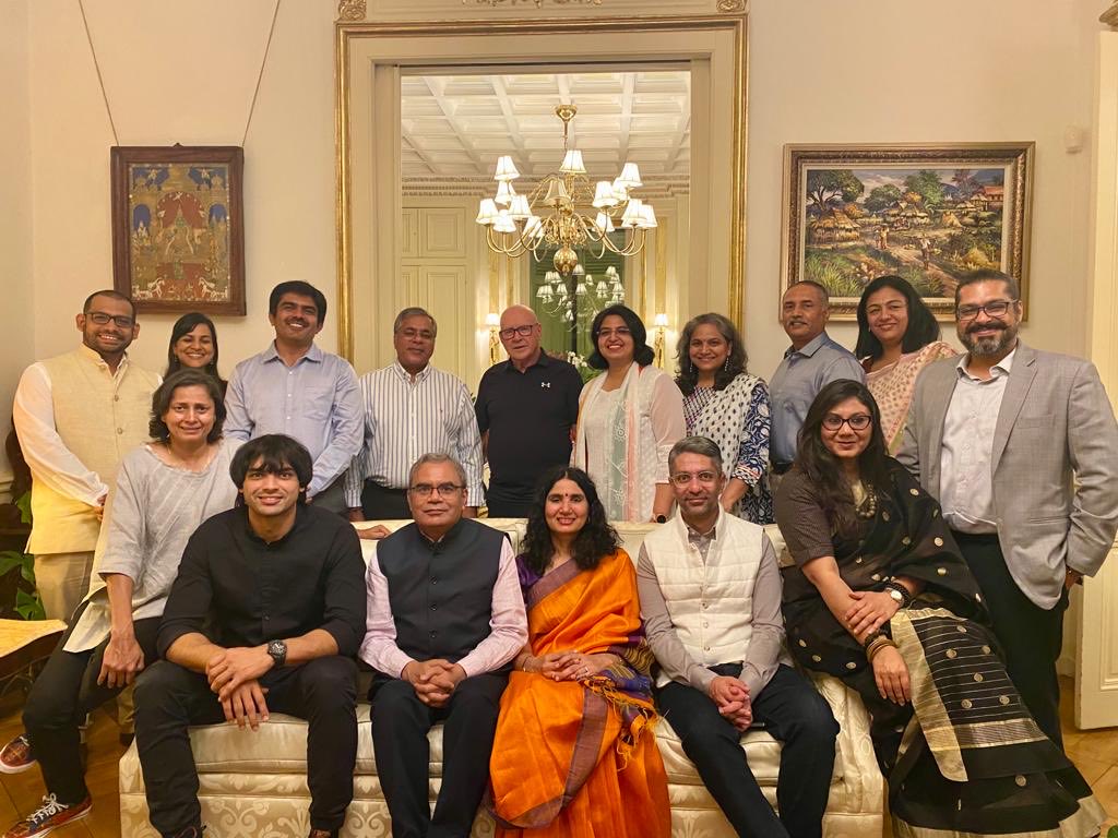 IndraManiPR's tweet photo. It was a great pleasure &amp; privilege to have India’s Olympic Gold Medalists ⁦@Abhinav_Bindra⁩ and ⁦@Neeraj_chopra1⁩ for a dinner at #IndiaHouseGeneva ⁦to celebrate first ⁦@Diamond_League⁩ win of Neeraj Chopra in Laussanne ⁦⁦@MEAIndia⁩ ⁦@PMOIndia⁩ https://t.co/tlfzvxj0Vo