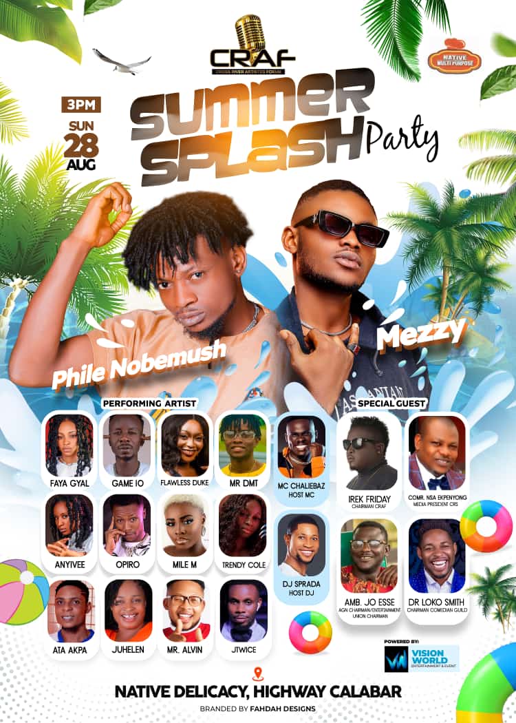 Mezzybatguy2's tweet photo. It's today guys please turn up, let's have fun together
As I will be performing your favorite songs #Ayefon + #GodAbeg
 
Cc Phile Nobemush 

#CrafSummerSplashParty
#GodAbeg
#Ayefon
#Mezzybatguy
#Okrikri
#VWMusic https://t.co/wGa3K2BLhT