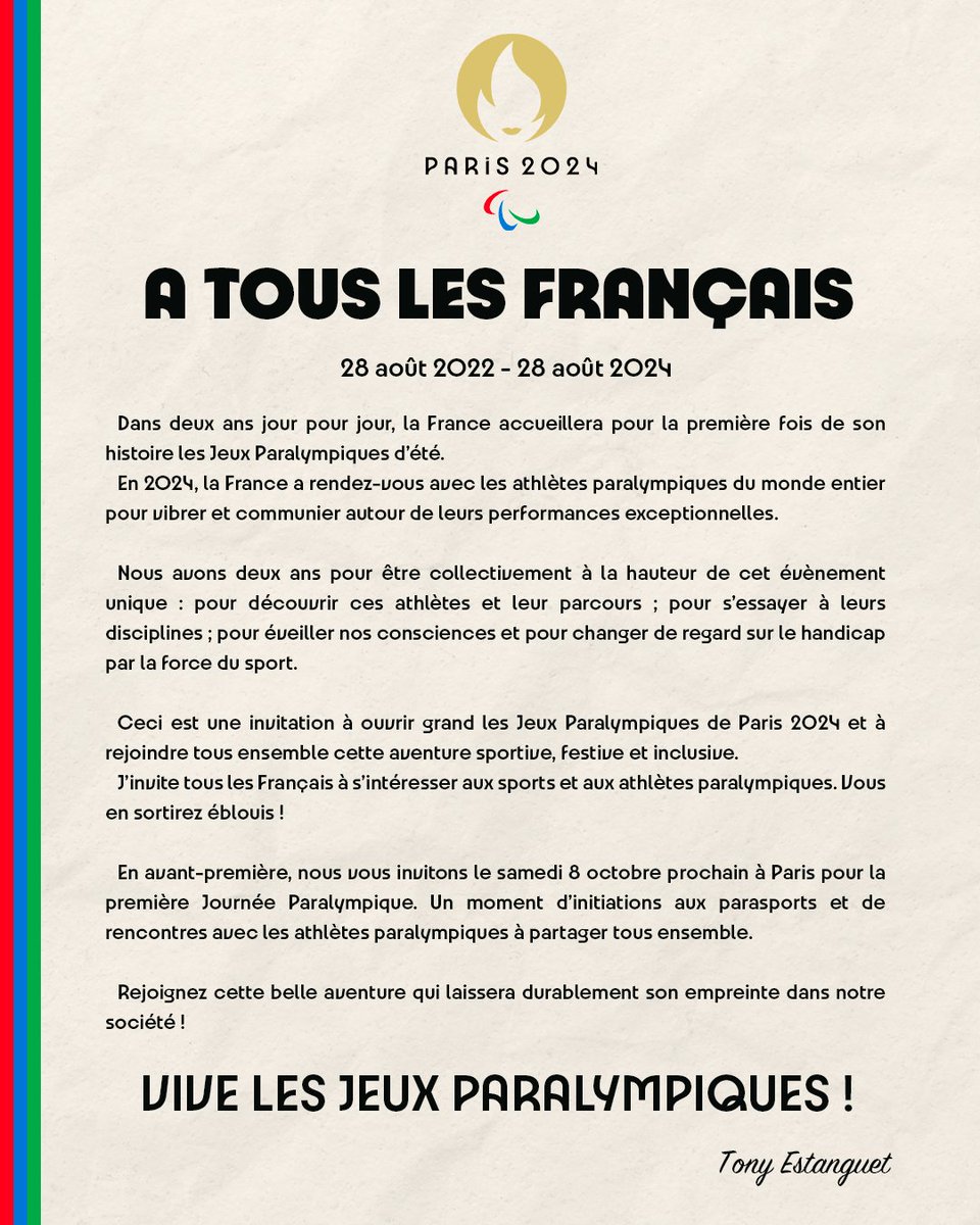 À TOUS LES FRANÇAIS…
#EnRoutePourParis2024