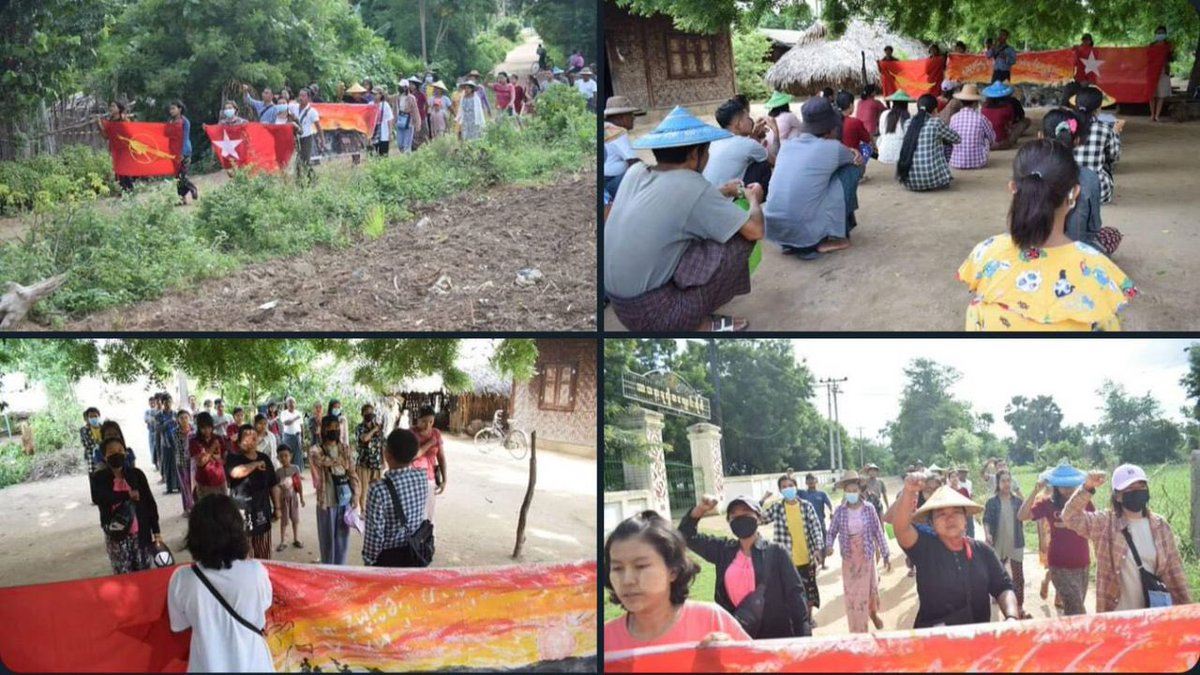 Joint forces of pro-democracy villagers of several villages from northern Salingyi township and eastern Yinmarbin township staged a strike against military dictatorship.  #2022Aug28Coup #LegalizationOfNUG #WhatsHappeningInMyanmar