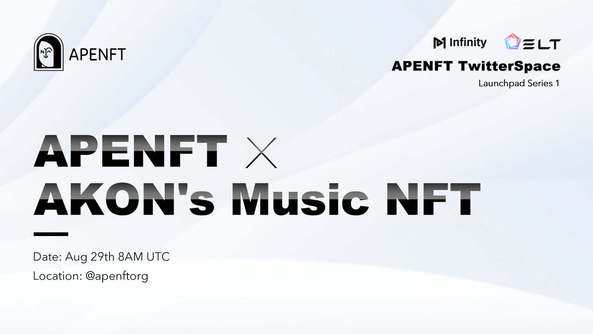 🔥APENFT Marketplace Launchpad is coming back!

🚀#AKON's Music NFT from <a href="/ELTblack/">Element.Black</a> will be launched on Aug.31 8am UTC.

🥁Wanna know more about the Music Mystery Box? Set a reminder and join our TwitterSpace on Aug. 29 8am UTC!
