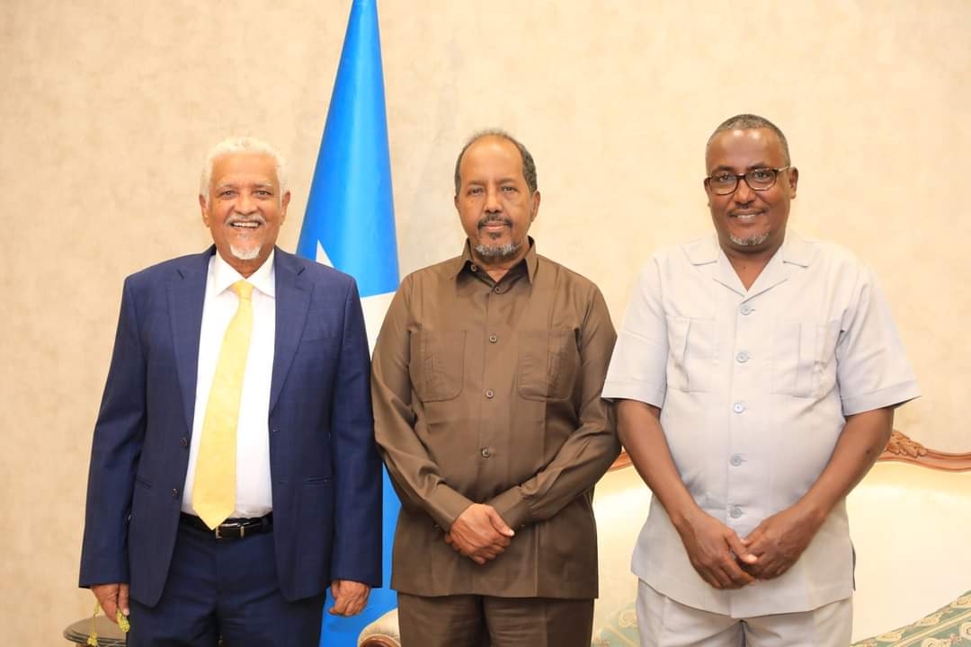 SomCusub's tweet photo. The Pre of the FGS H.E Hassan Sh and his delegation in Garowe attended a dinner in honor of the Pre of Puntland H.E Deni with the participation of the VP of Puntland H.E Karash, the Acting Speaker of the Puntland Parl and the 2nd DS Mr. Ismail, Ministers and Mems of State Gover. https://t.co/41ZlFSmT8p