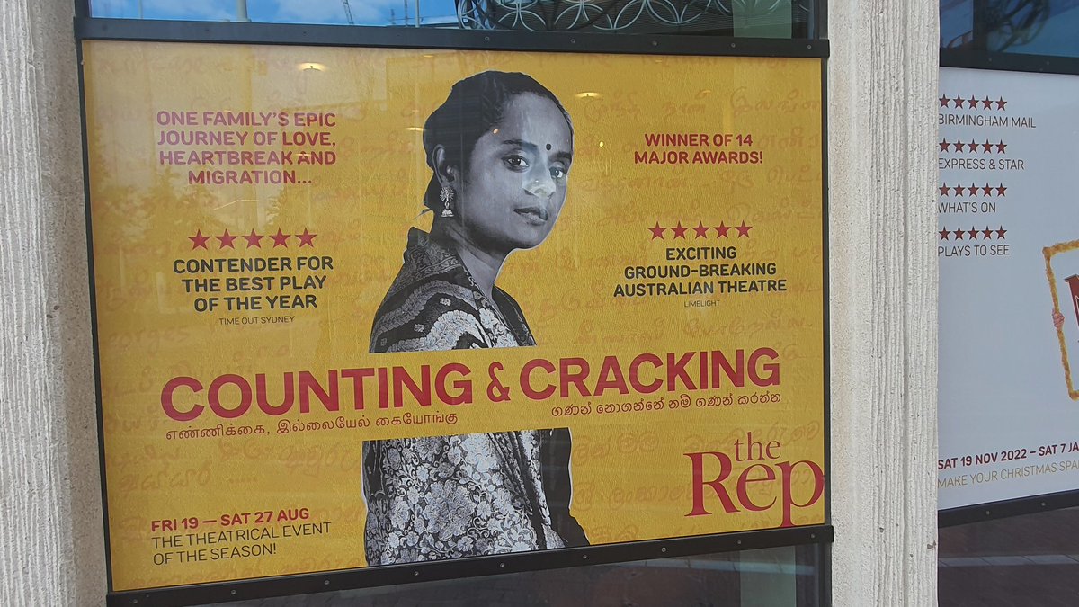 PrinjaPaarul's tweet photo. Got to see #countingandcracking @BirminghamRep last night. Absolutely phenomenal. Moved beyond measure. Incredible script, brilliant acting and live carnatic musicians. https://t.co/W9WrEpFnxa