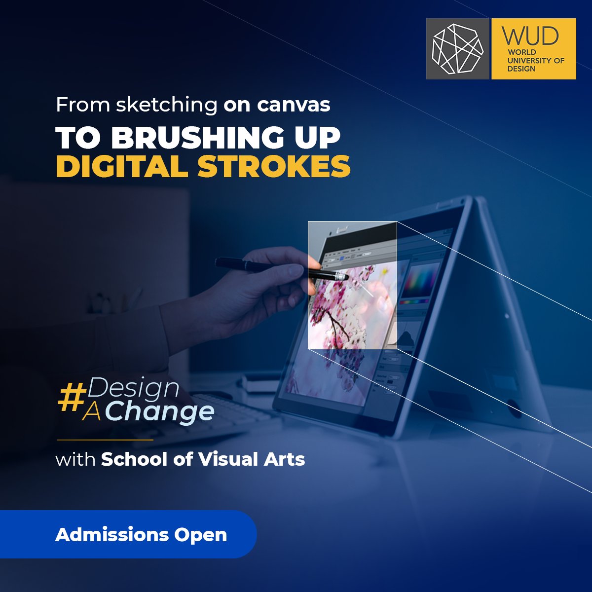 Amplify the possibilities with #WUD. You’ll invent a new dimension of creative thinking with Digital Drawing &amp; Illustrations. Painting goes next level while you learn #ProductDesigning. Unravel new horizons in the future.  Call: +91 7056770065

#DesignAChange #AdmissionsOpen