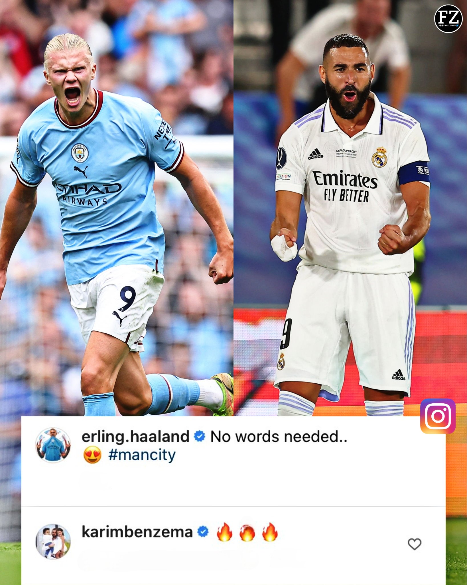 FootƄall Zone on Twitter: "Kariм Benzeмa's reply to Erling Haaland after he scored his first hat-trick for Manchester City 😍🇳🇴🇫🇷 Class recognize class 🤝 https://t.co/8IR2vlRHLH" / Twitter