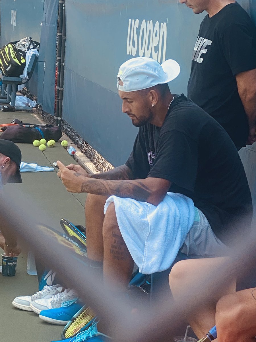 Chazz4you's tweet photo. Nick Kyrgios @NickKyrgios practice session #Krygios #nickkrygios #usopen #usopenfanweek @usopen @tennischannel #tennis #ilovetennis https://t.co/uBG6REfJ9R