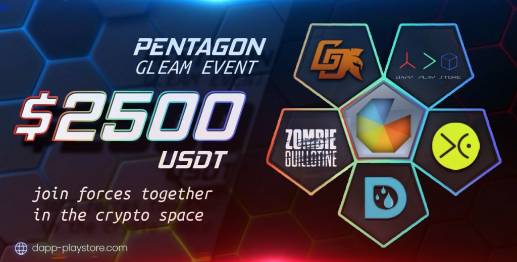 Dapplaystoreapp's tweet photo. 🎊 PENTAGON MASSIVE GLEAM CAMPAIGN 🎊

Dapp Play Store's Massive Pentagon Event with $2500 USDT up for grabs is still LIVE 🔥

Don't miss this event, five blockchain projects have joined forces together in crypto space!

@zomGGame @GladiatorDexNFT @DropaloOfficial @chainwhiz https://t.co/aL3NZCrsJZ