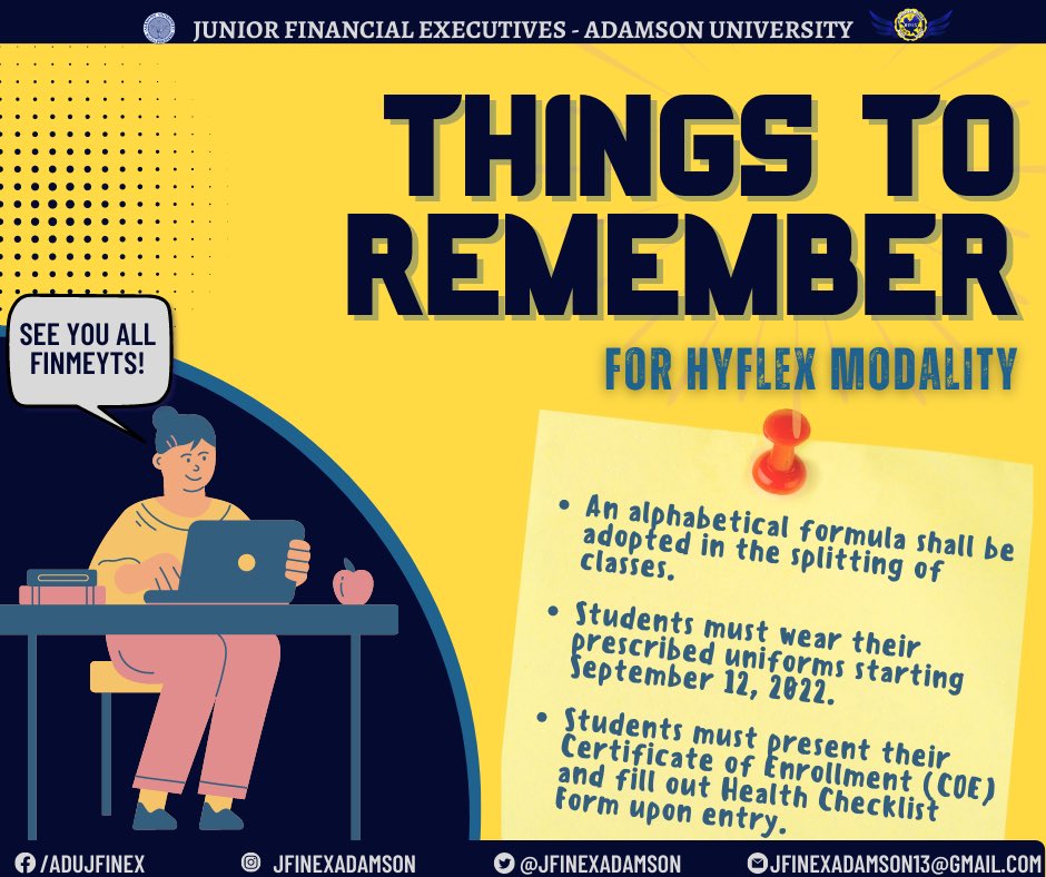 JFINEXAdamson's tweet photo. As we enter another modality in today’s new learning, there will be a new set of guidelines. To avoid confusion, please read and follow these supplemental guidelines and regulations. 
 
See you around, klasmeyts! 😉👋🏼

#JFINEXtLevel
#BuligayKitaFinansyalista
#MasFinanceSaya https://t.co/gBzlNLAB5g