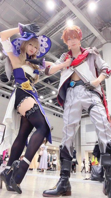 原神 / コスプレ神ノ叡智お疲れ様でしたー!美有タルタリヤとリサでおりました!原神サークル初参加!アクセサリー手に取っていただけて嬉しかったしリサ好きなんです〜!って声かけてもらえてハピネス溢れたっ差し入れもいっぱいありがとうございましたっ! 