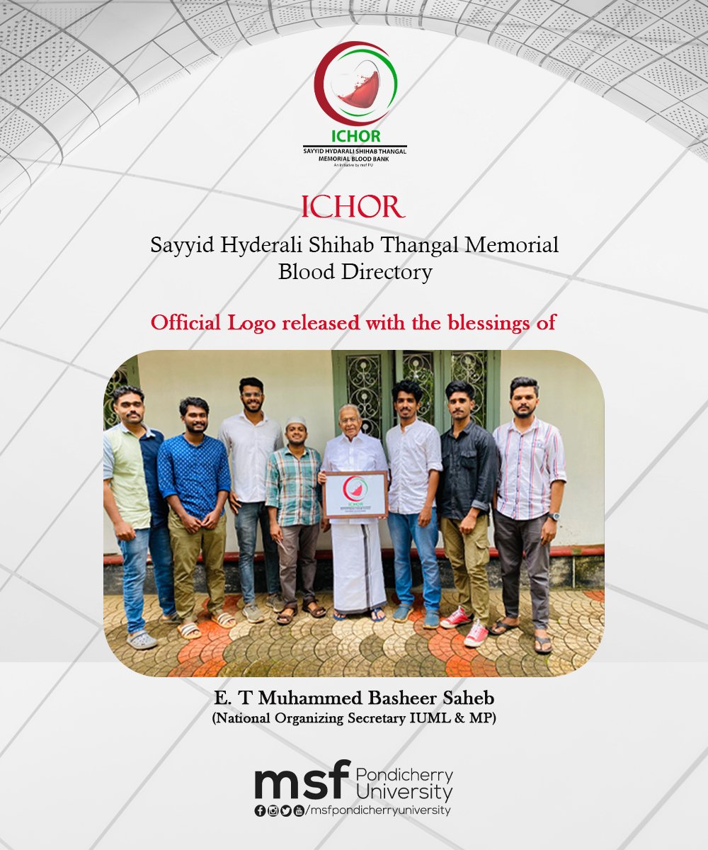 msf_pondiuni's tweet photo. ICHOR
Sayyid Hyderali Shihab Thangal Memorial Blood Directory https://t.co/X9teohTzQf