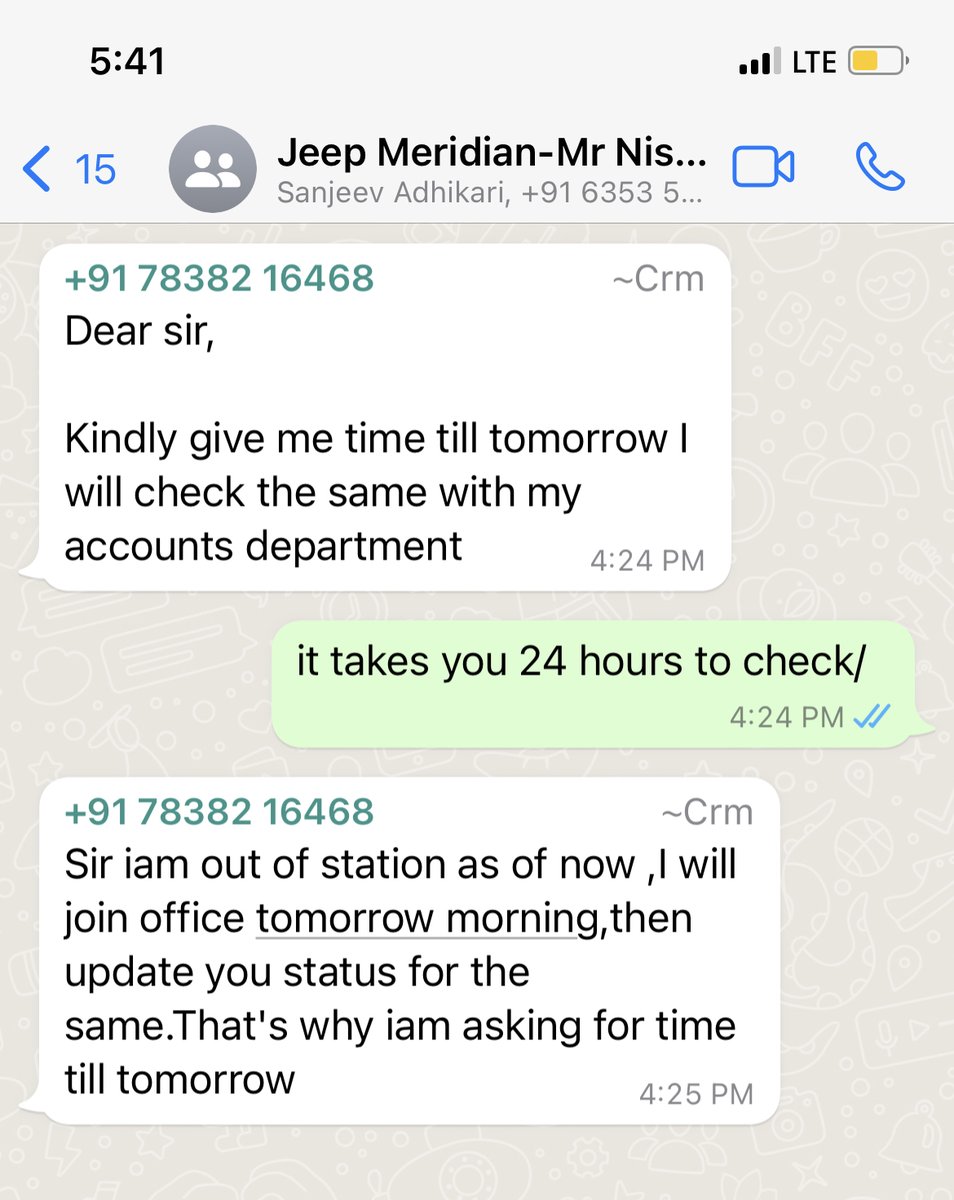 thatguynishant's tweet photo. @JeepIndia I was one of the first bookers for Meridian. Heard from a lot about the third quality service you  have in name of Customer Service. Requesting for refund of booking amount for 2 months. Ridiculous replies coming from your team. I'm happy I decided not to buy. https://t.co/qqcF7BuNzg