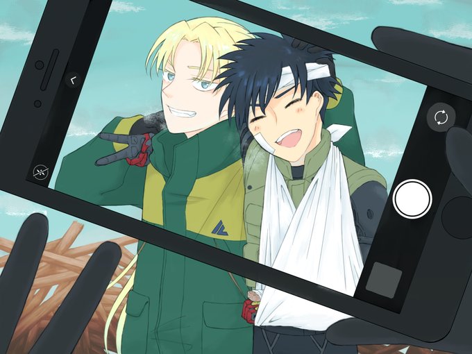 方舟後のおみとジャン カメラ向けてピースして!って言ったらボロボロでも笑顔でしてくれそう 