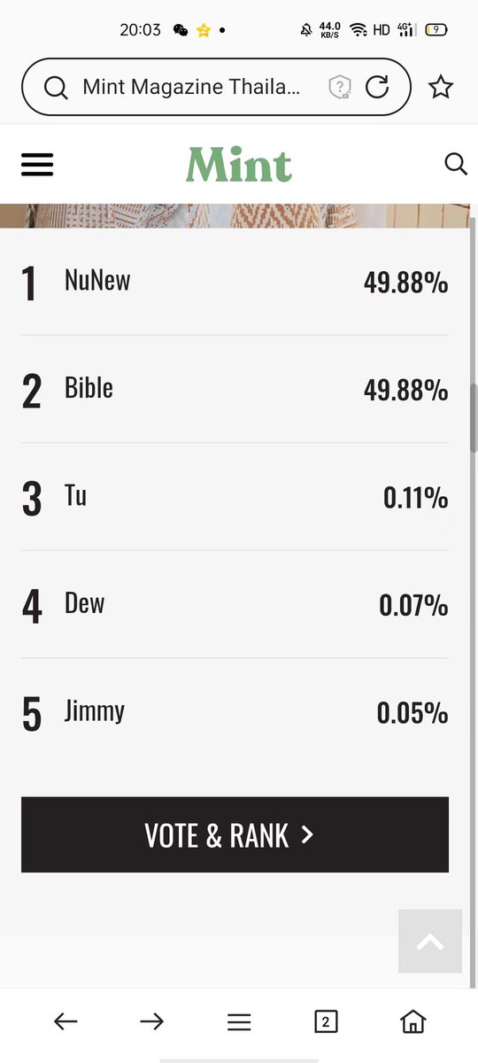 mewbroccoil's tweet photo. Excuse me, in this short span of 20 minutes, while Bible's side was basically unable to vote, the other side went crazy and rose by 0.09 points. Is this magic? Did you do it or did you do it first? I'm confused.

#ขอคำชี้แจงจากMintMag 
@mintmag_th https://t.co/UbZjTSZZlW