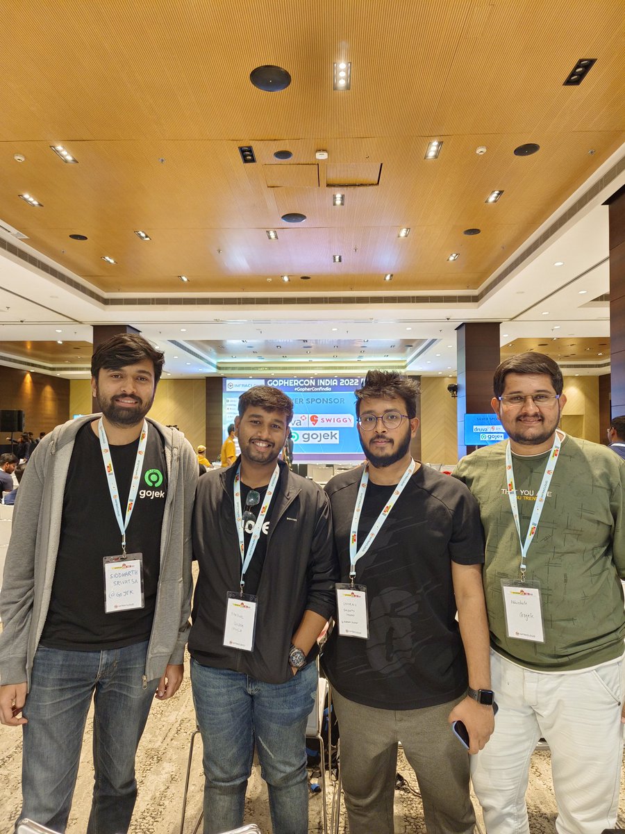 prj714's tweet photo. Hello from team @gojektech at @GopherConIndia 👋👋

#gofriends #gopherconfindia #golang https://t.co/Z1Bpk947OE