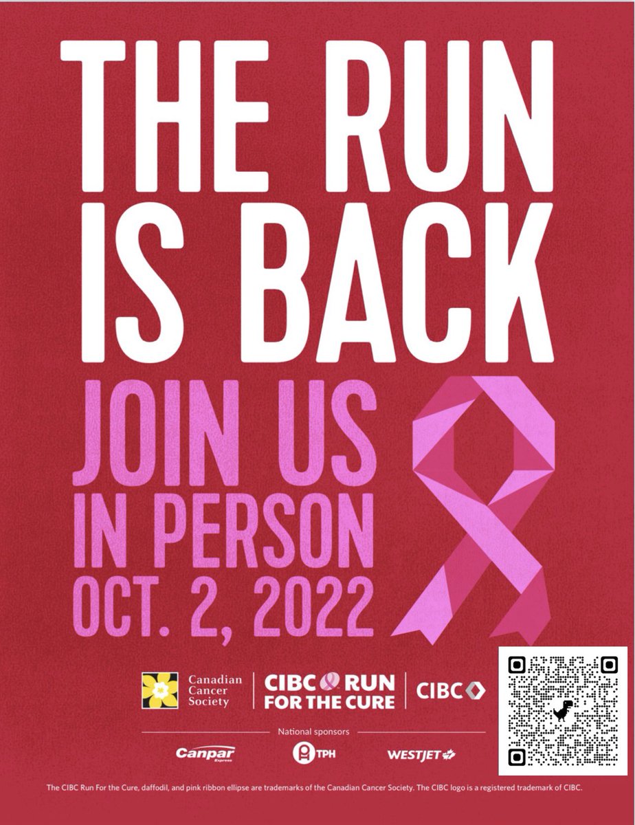 #CIBCRunForTheCure #northbayontario #northbay We are so excited to be together again in just 35 days! Follow the QR code and #RegisterNow