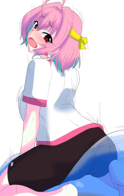 > 体操着に短パン姿でマットに付いた風船をジャンプしてお尻で割る夢見りあむを描いて下さい。 #odaibako_hideyuki764  「うおおこれ全然割れないんだけどPサマホントに大丈夫これ!?」みたいな感じか。 