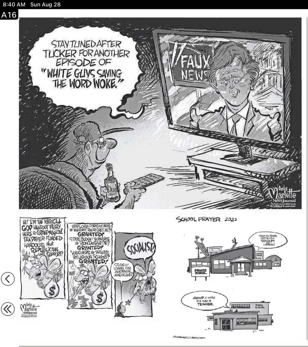 Could the ⁦<a href="/LSJNews/">Lansing State Journal</a>⁩ be any more left wing in it’s oped cartoons? No diversity at all.