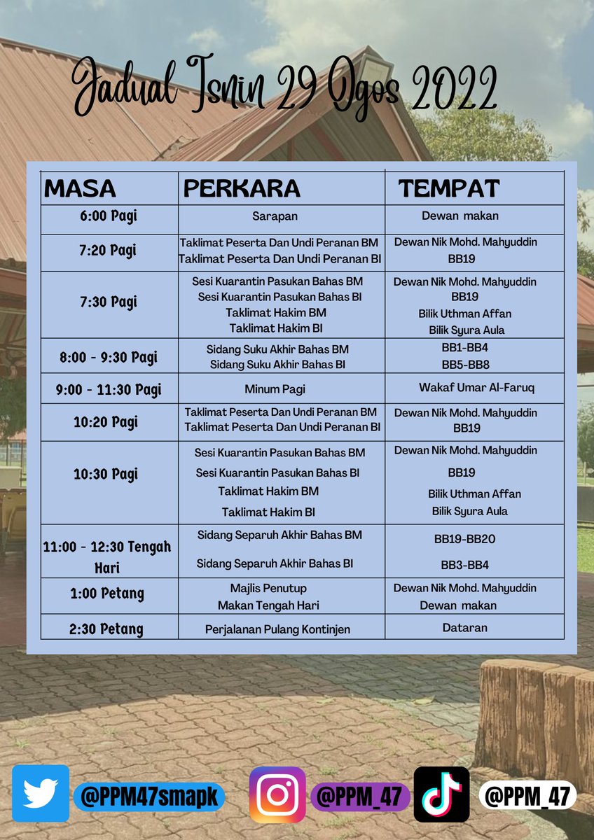 PPM47Smapk's tweet photo. Aturcara Untuk Hari Isnin https://t.co/ZCWjzSkU4Z