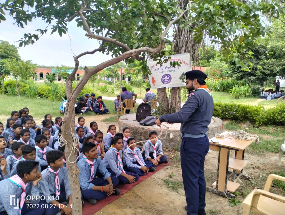 Naharsinghgroup's tweet photo. Dated 27/08/2022 Rovers of Nahar Singh Open Group rendered their services in Diwitiya Sopan Training camp held at Govt High school Devli from 26/08/2022 to 27/08/2022.
In camp the rovers trained the scouts and guides.#testingcamp #devli #🇮🇳 @bsgnhq @haryanastatebsg @worldscouting https://t.co/VDZRYO88Lj