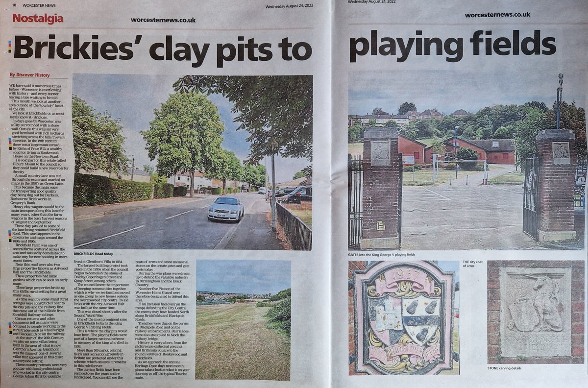 DiscoverhistPH's tweet photo. This #months #article for the #WorcesterNews takes a look at #Brickfields. Another #area outside of the #CityCentre with a #tale to #tell #WorcestershireHour @myworcester #WorcesterParks #Brickies #kinggeorgeV #kinggeorgesplayingfields #playingfields #football #localhistory https://t.co/FxFpHU96Zy