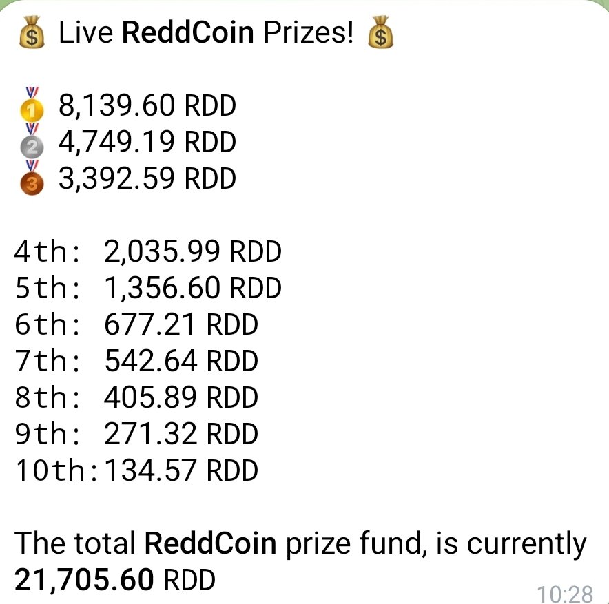 TCoinSolutions's tweet photo. This weeks #ReddCoin #lottery numbers are great. We'll also be doing another ticket #airdrop today, so the total prizes will be even higher!

Join us to be able to win!

https://t.co/lDHTb6RmtN

$RDD #Redd #altcoin #crypto https://t.co/4OWOGVpRto