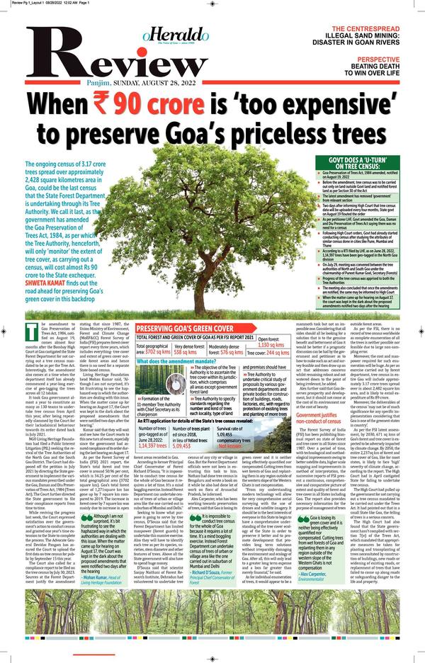 oheraldogoa's tweet photo. Herald Review | When 90 crore is ‘too expensive’ to preserve Goa’s priceless trees: The govt has amended the #Goa Preservation of #Trees Act, 1984, as per which the #TreeAuthority will only ‘monitor’ the extent of tree cover. 
Read:https://t.co/cAplRwp1i9

#News https://t.co/HNw11kpcD5