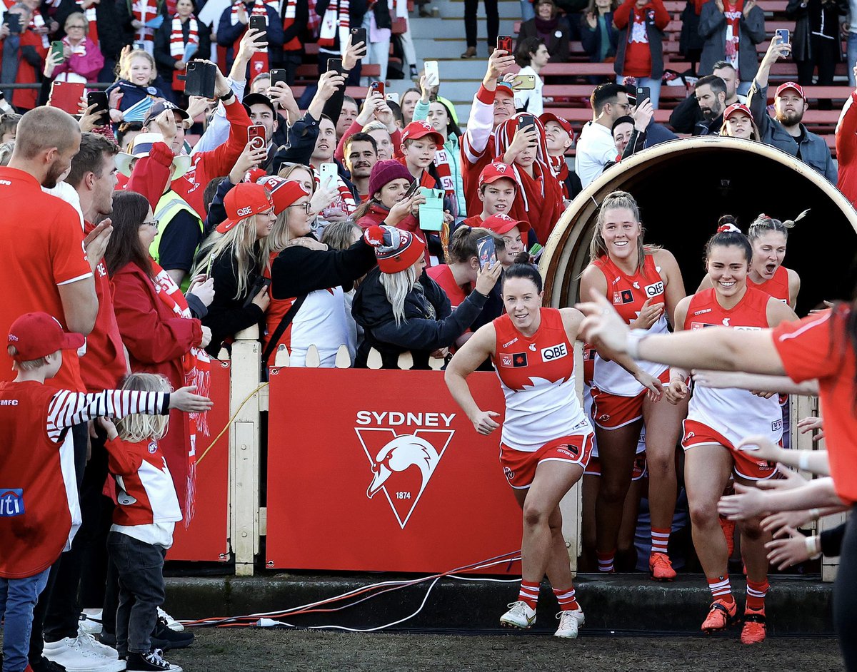 sydneyswans's tweet photo. What an occasion for our club!

An incredible atmosphere for our first game in @aflwomens with 8264 fans making plenty of noise for @SydneySwansAFLW at North Sydney last night.

#Bloods 

📸 @philthy295 &amp; @KeithMcInnes https://t.co/T3dfmeulTs