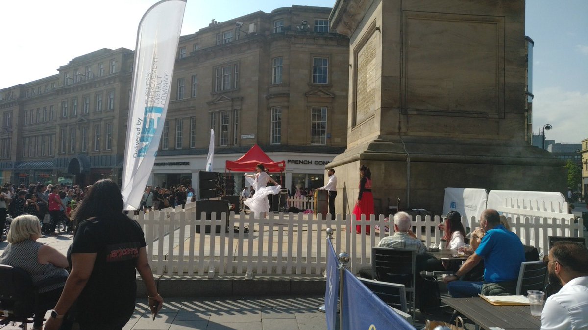 Beautiful day at #MelaintheCity at Monument yesterday. If you’re coming to #Newcastle #Mela at Exhibition Park today check us out at 2pm 4pm &amp; 6pm. #dance #folk #Kathak #music #ontour 💃 🕺 🌲