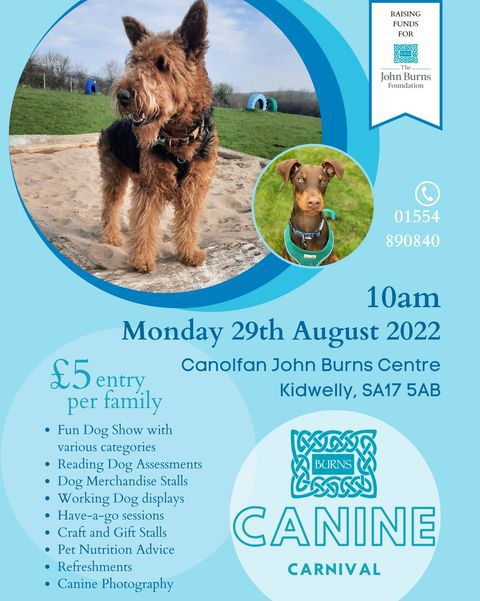 We can't wait for the Canine Carnival at Canolfan John Burns Centre tomorrow! Why not enjoy a morning at the carnival before enjoying lunch with us.

#poweredbyburns