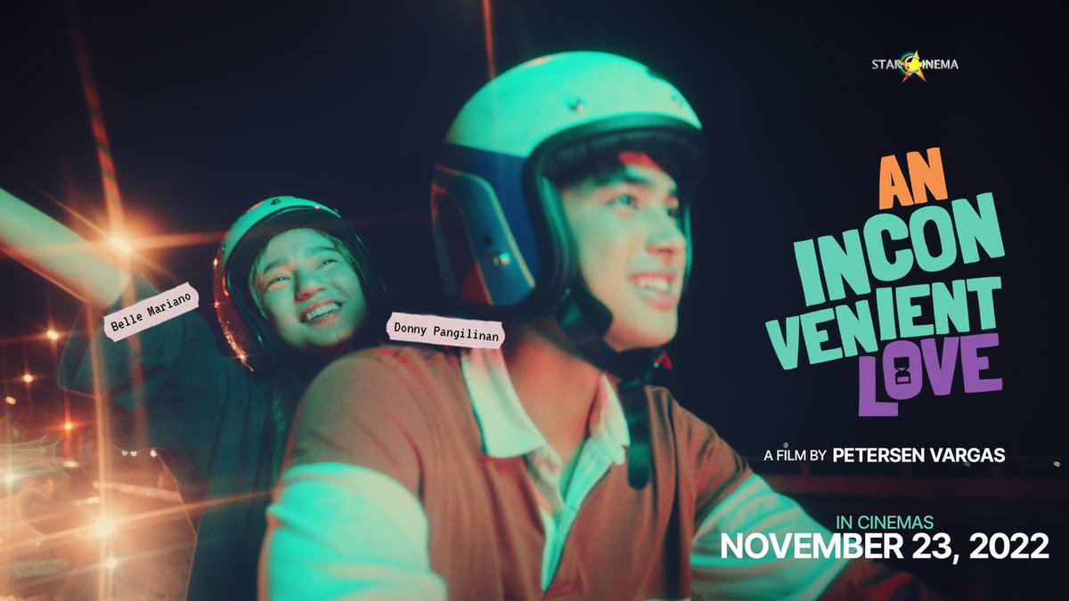 petersenvargas's tweet photo. 🌃 In another film, it ends with: “The road isn’t that long. And I know I’ll be getting off soon. But I’m feeling such warmth this very moment.” In ours, it’s only just begun 🚥

AN INCONVENIENT LOVE, starring @bellemariano02 &amp; @donnypangilinan, IN CINEMAS NOVEMBER 23, 2022! 🥹🫶 https://t.co/5IvxfdSOkn