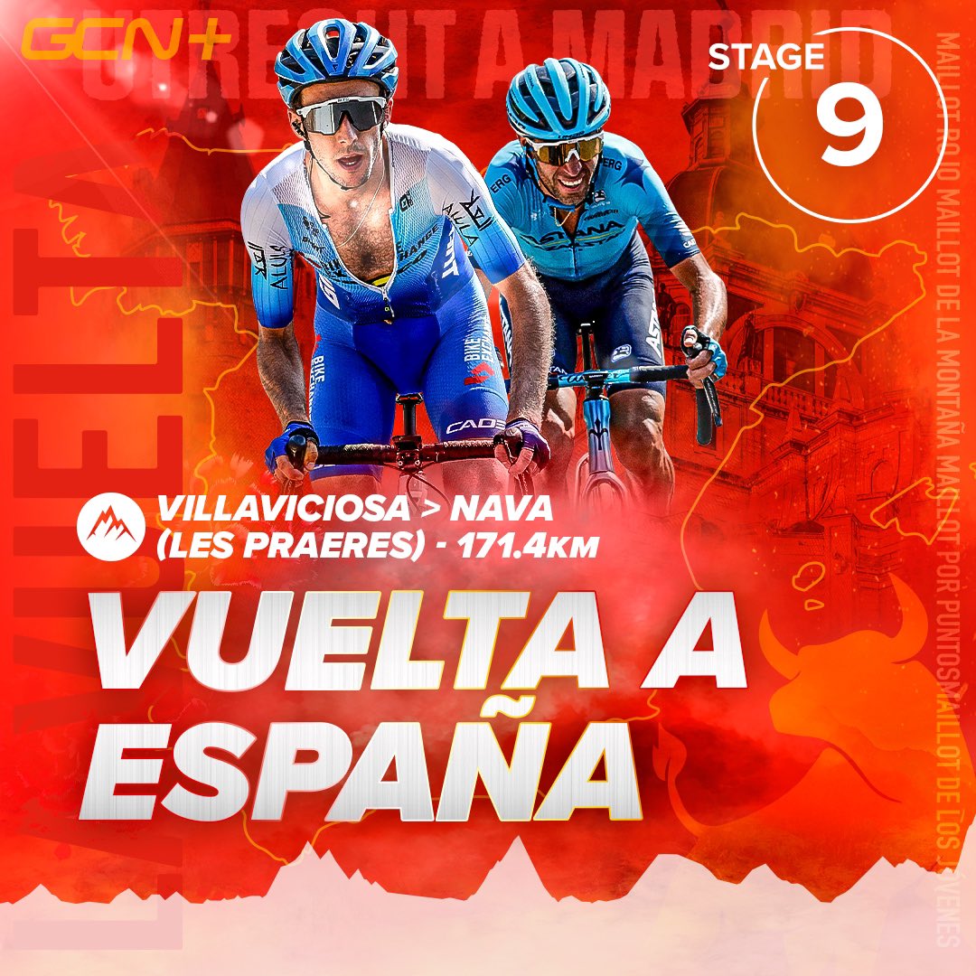 GcnRacing's tweet photo. Stage 9 Preview | Villaviciosa > Nava (Les Praeres) (171.4km)

The vicious ramps of Les Praeres return for the first time since 2018, but who will master the slopes?

Check out our preview for a look at the route &amp; favourites 👇🏼 #LaVuelta22 #PreviewTime 

https://t.co/t4bGNZKT6I https://t.co/A9v3NCIy2P