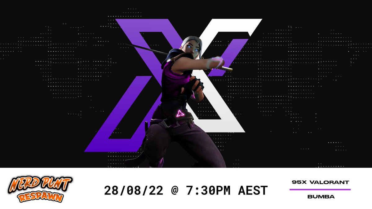 95XEsports's tweet photo. Come watch our main team tonight at 7:30PM AEST vsing Bumba EC for the @NerdPunt Respawn Event 📹

Link: https://t.co/us6JSKQNLT
#BeTheException | #nerdpunt | #valorant https://t.co/jC1xgOaXXY