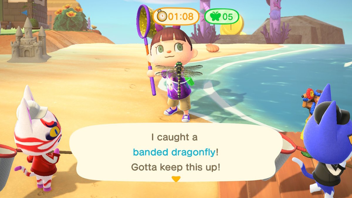 jendewph's tweet photo. #BugOff2022 #AgriasButterfly matchin w/ #GreatPurpleEmperor ♥♥ literally Cheering♥♥ Exploded happyness★I Caught this #BandedDragonfly & #Kabuki Or #TomCat could not even muster a glance! these Guys Told Me> #BugOff #ShellArch #GoldRose#AnimalCrossing #ACNH #NintendoSwitch https://t.co/O4LkpUfBWj