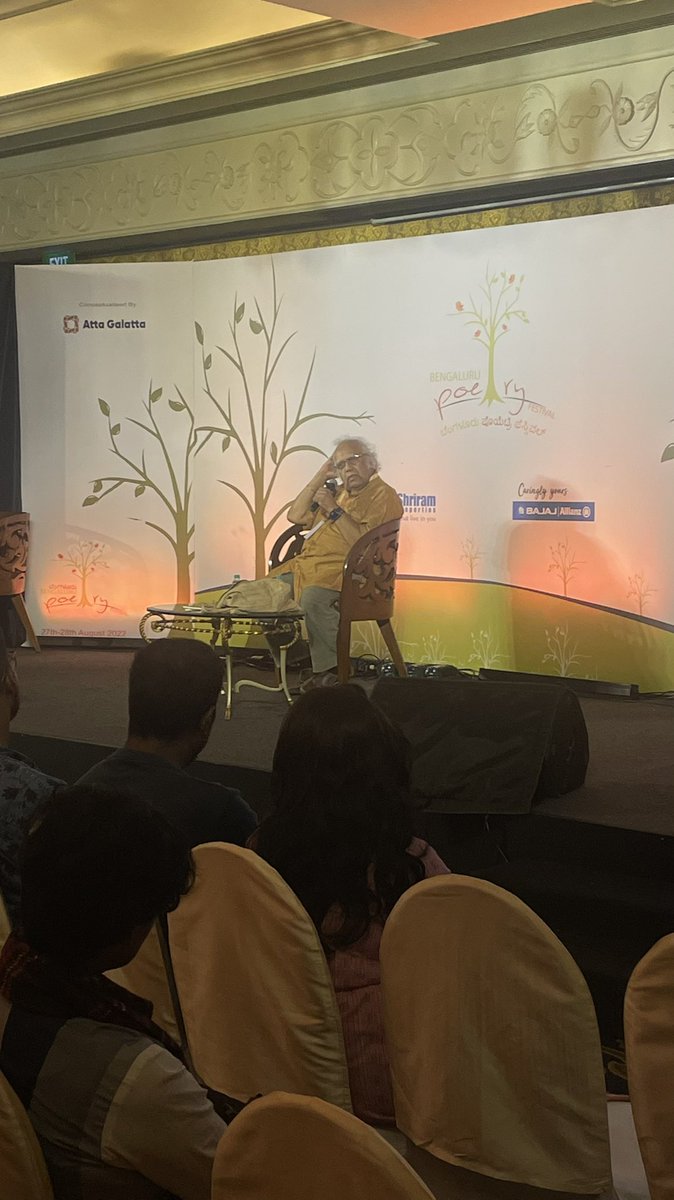 BengaluruPoetry's tweet photo. Mapping the Self into Poetry - Legendary poet and playwright HS Shivaprakash presenting and performing at the 6th Bengaluru Poetry Festival, at The Leela Palace, Bengaluru! https://t.co/He9S0HJqzv