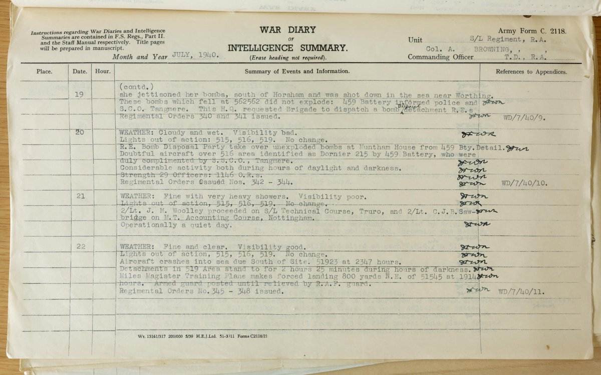M1ke_A's tweet photo. Snapped a searchlight war dairy on Weds and something didn't look quite right with the entries. Taken me a while to work it out + later months did include the "missing" data
@ckolonko @sussexPillbox @Archeorete @SeaSpitfires
#CrypticSunday https://t.co/6pAsEdFJKo