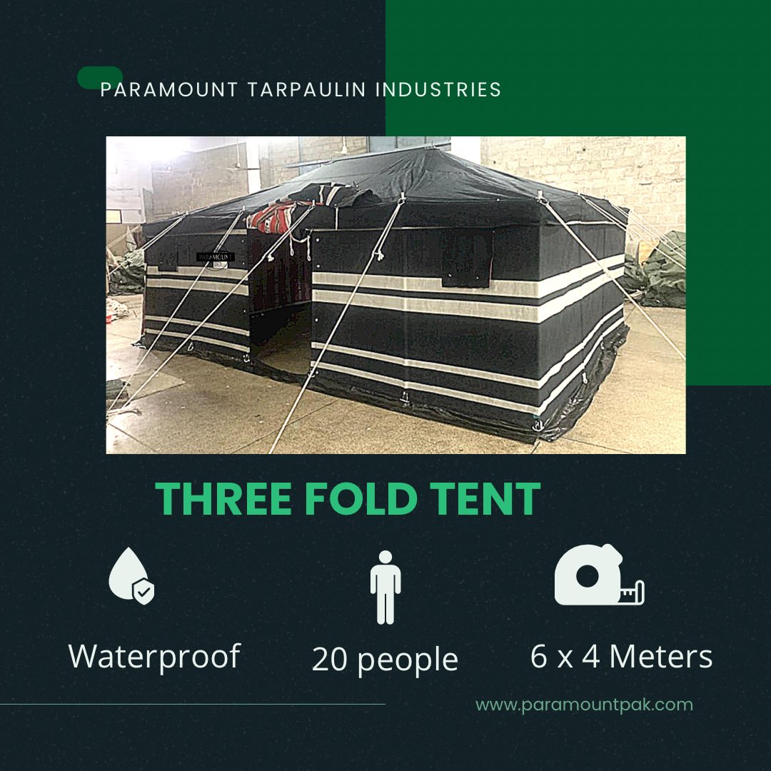 Paramount_tent's tweet photo. Family Tent:

Folds: Three Folds
Size: 6 x 4 Meters
Can accommodate 20 people
Waterproof
Each tent packed with accessories.

#relief #tent #flood #naturaldisaster #monsoon #shelter #swat #sindh #balochistan #KPKflood https://t.co/s8znuHooDd