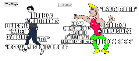 ressemblanch's tweet photo. The Virgin #pepemoraguista vs. The Chad #seniso (no me cabien més cosetes) https://t.co/HlcaCT3LxJ