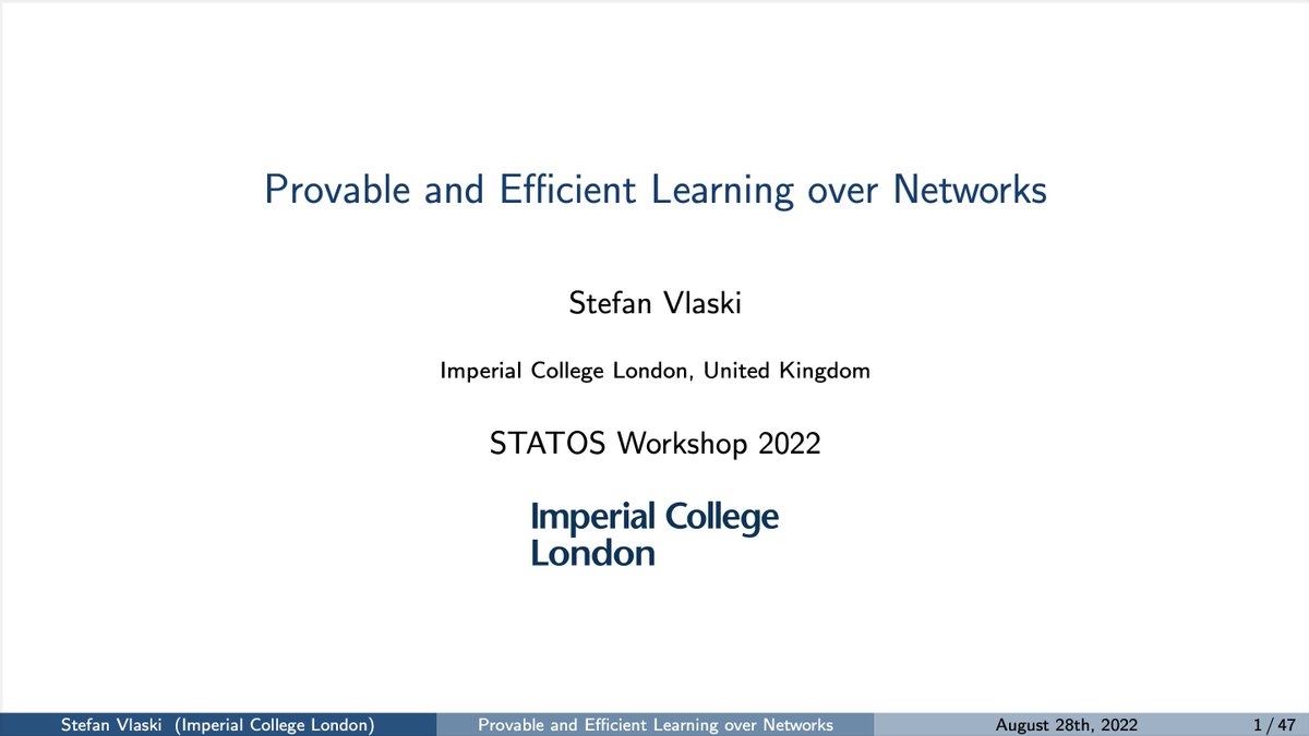 I will be speaking today at the STATOS workshop (1 to 6:30 CET, statos2022.github.io) in Belgrade, streamed through the One World SP Seminar Series (www1.se.cuhk.edu.hk/~htwai/oneworl…). If you're interested in communication-constrained distributed learning, please consider tuning in!